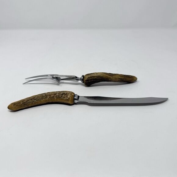 Vintage Sheffield Harrison Bros & Howson Cutlers to His Majesty Carving Set Stag - Picture 2 of 9